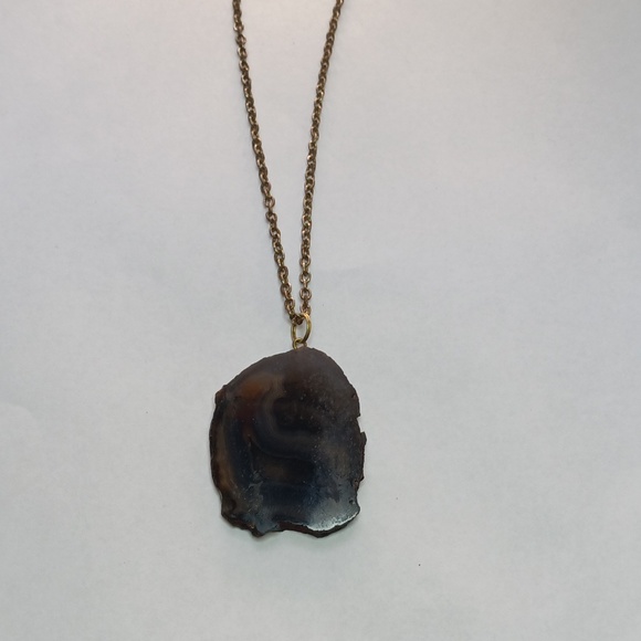 Dark agate slice necklace - Picture 3 of 3